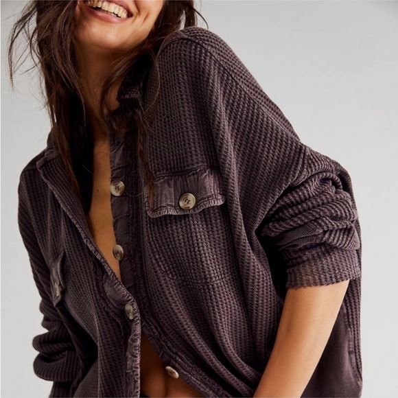 Free People Tops - Free People Scout waffle knit Button-Up Shirt